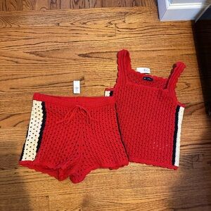 GAP Vibrant Red Crochet Set with Stripes